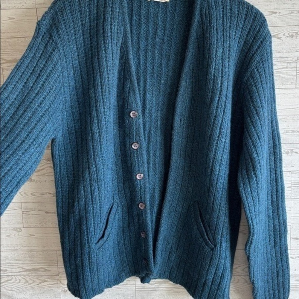 Vintage‎ Shetland Wool Cardigan Sweater Cobain Grunge Cabincore USA Sportswear